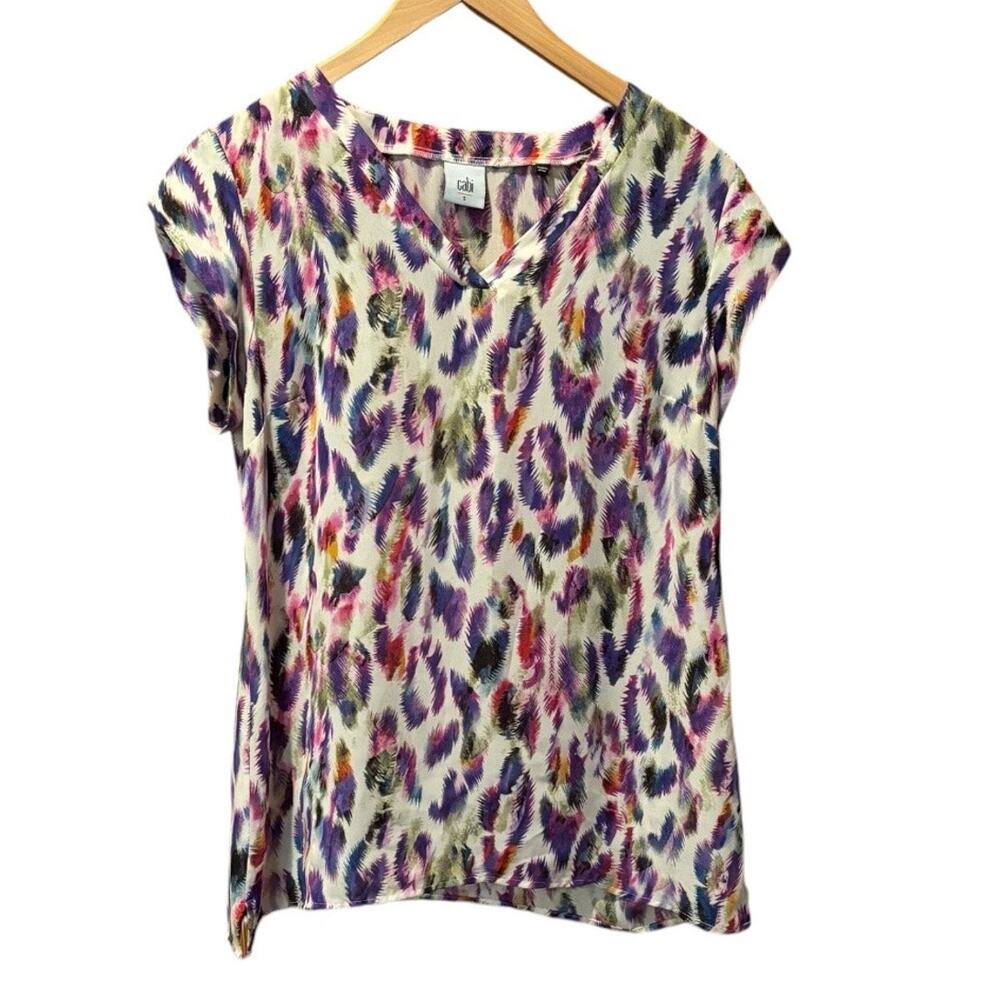 Cabi Top Women S Plum Feather Detail Colorful Light‎ Weight Business Spring
